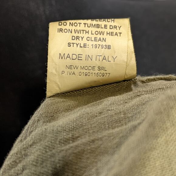 NWT Bellambra Italy Linen Dress M Olive Babydoll Tiered Roll Tab Oversized - Picture 14 of 15